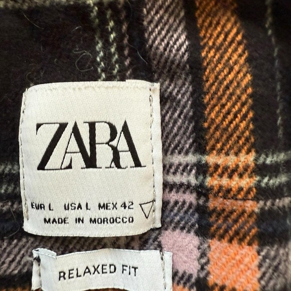 A107- Zara Plaid Utility Jacket - Black, White, Orange - Picture 3 of 6